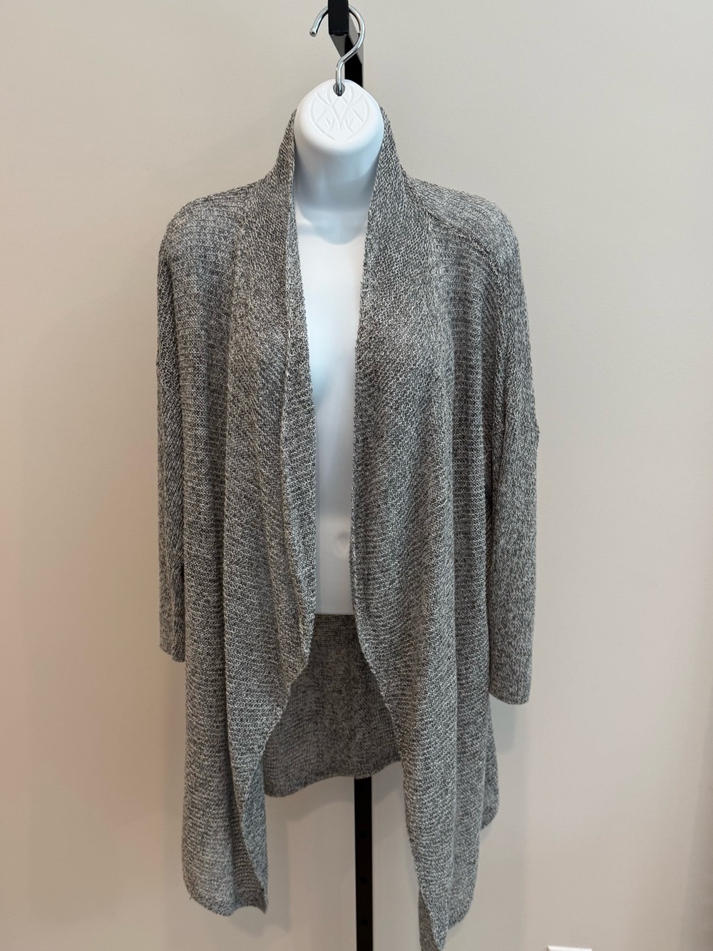 Eileen Fisher Heather Gray Open-Front Waterfall Cardigan
